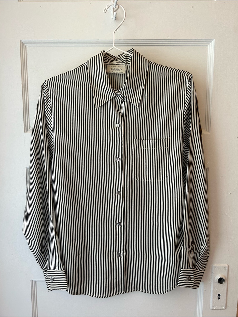 Vintage Lord & Taylor silk striped button down shirt
